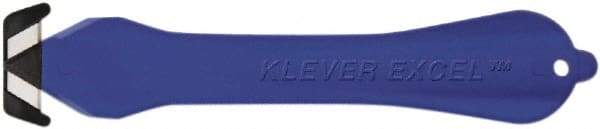 Klever Innovations - Fixed Safety Cutter - 1-1/4" Carbon Steel Blade, Blue Plastic Handle, 1 Blade Included - All Tool & Supply