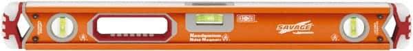 SAVAGE by SWANSON - Magnetic 24" Long 3 Vial Box Beam Level - Aluminum, Orange - All Tool & Supply