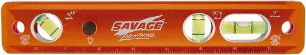 SAVAGE by SWANSON - Magnetic 9" Long 3 Vial Torpedo Level - Aluminum, Orange - All Tool & Supply