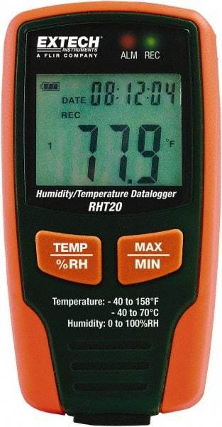 Extech - -40 to 158°F, 0 to 100% Humidity Range, Temp Recorder - All Tool & Supply