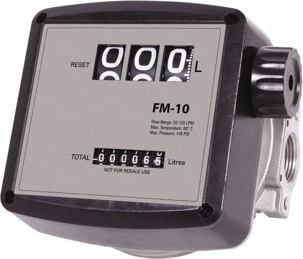 PRO-LUBE - 3/4" FNPT Port Nutating Disc Flowmeter - 150 Max psi, 5 to 32 GPM, Aluminum - All Tool & Supply