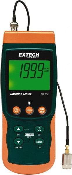 Extech - 10Hz to 1kHz (mm), LCD Vibration Meter Datalogger - 6 AA Batteries - All Tool & Supply