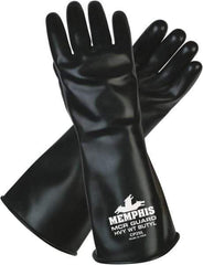 MCR Safety - Size L (9), 14" Long, 25 mil Thick, Butyl Chemical Resistant Gloves - Smooth Finish, Black - All Tool & Supply