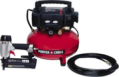 Porter-Cable - 0.80 HP, 2.6 SCFM at 90 psi CFM Pancake Nailer Combo Kit - 6 Gallon Tank, 10 Amp, 150 Max psi, 120V - All Tool & Supply