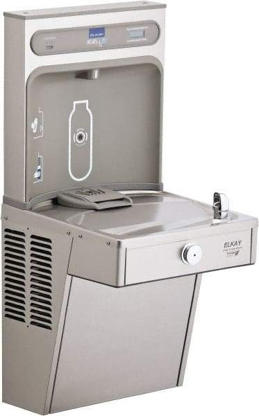 ELKAY - 8 GPH Cooling Capacity Barrier Free Wall Mounted Water Cooler & Fountain - Bottle Filling, 20 to 105 psi, 0.20 hp, Stainless Steel - All Tool & Supply