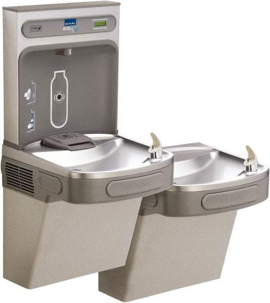 ELKAY - 8 GPH Cooling Capacity Barrier Free Wall Mounted Water Cooler & Fountain - Bottle Filling, 20 to 105 psi, 0.20 hp, Stainless Steel - All Tool & Supply