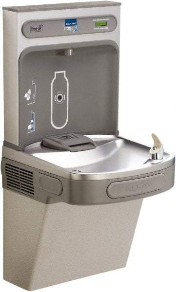 ELKAY - 8 GPH Cooling Capacity Barrier Free Wall Mounted Water Cooler & Fountain - Bottle Filling, 20 to 105 psi, 0.20 hp, Stainless Steel - All Tool & Supply