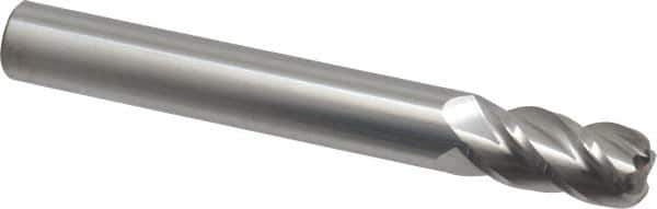 Accupro - 1/2", 4 Flute, Single End, Solid Carbide, 1/8" Corner Radius End Mill - 4" OAL, 40° Helix, Right Hand Flute, 1" LOC, Right Hand Cut - All Tool & Supply