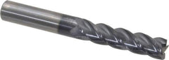 Accupro - 1/2", 4 Flute, Single End, Solid Carbide, 0.03" Corner Radius End Mill - 4" OAL, 40° Helix, Right Hand Flute, 2" LOC, Right Hand Cut - All Tool & Supply