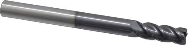 Accupro - 3/8", 4 Flute, Single End, Solid Carbide, 0.02" Corner Radius End Mill - 4" OAL, 40° Helix, Right Hand Flute, 1" LOC, Right Hand Cut - All Tool & Supply