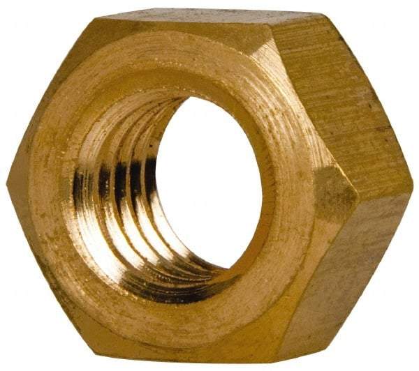 Value Collection - 7/16-14 UNC Brass Right Hand Hex Nut - 11/16" Across Flats, 3/8" High, Brass Finish - All Tool & Supply