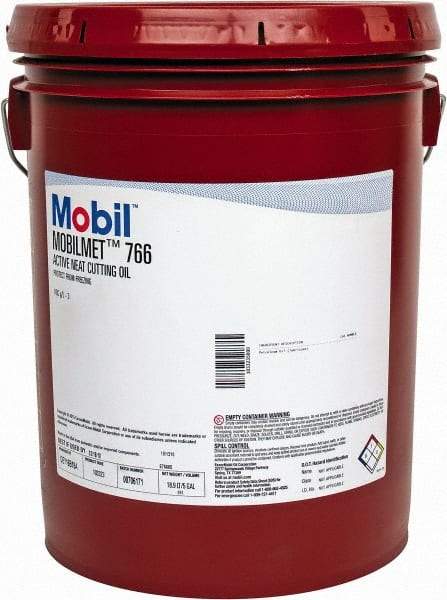 Mobil - Mobilmet 766, 5 Gal Pail Cutting Fluid - Straight Oil, For Automatic Lathe Operations, Broaching, Gear Shaving, Milling, Parting-Off, Planing, Shaping, Tapping, Threading - All Tool & Supply