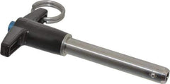 Jergens - 3/8" Diam, 2" Usable Length, T Handle, Push Button Quick Release Pin - 3-7/8" OAL, Grade 17-4 Stainless Steel, Passivated Finish - All Tool & Supply