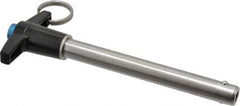 Jergens - 1/2" Diam, 4" Usable Length, T Handle, Push Button Quick Release Pin - 6-1/8" Overall Length, Grade 17-4 Stainless Steel, Passivated Finish - All Tool & Supply