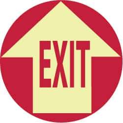 NMC - Exit, Anti-Skid Polyester Floor Sign - Round, Red on Glow (Yellow), Adhesive Backed, For Exit, Entrance & Directional - All Tool & Supply