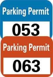 NMC - Parking Permit (301-400), 4-3/4 Inch Wide x 2-3/4 Inch High, Vinyl Traffic Sign - Blue, Rectangle - All Tool & Supply