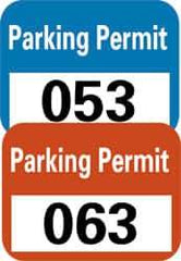 NMC - Parking Permit (101-200), 4-3/4 Inch Wide x 2-3/4 Inch High, Vinyl Traffic Sign - Blue, Rectangle - All Tool & Supply