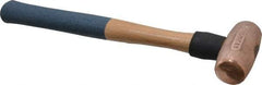 American Hammer - 3 Lb Nonsparking Copper Head Hammer - 15" OAL, 4" Head Length, 1-1/2" Face Diam, 15" Hickory Handle - All Tool & Supply