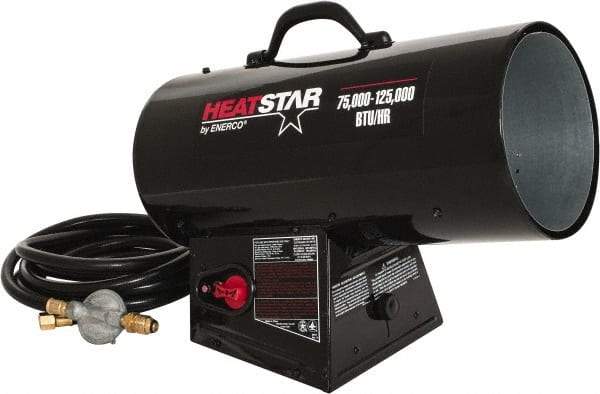 Heatstar - 75,000 to 125,000 BTU Rating, Propane Forced Air Heater - 3,000 Sq Ft Max Heating Area, 40 Lb Capacity, Fuel with Propane - All Tool & Supply