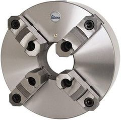 Gibraltar - 4 Jaws, 12" Diam, Self Centering Manual Lathe Chuck - Plain Back Mount Spindle, Reversible, 3-15/16" Through Hole Diam, 0.0024" Axial Runout, 0.0024" Radial Runout, Cast Iron - All Tool & Supply