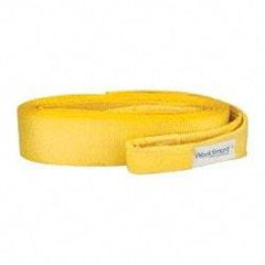 Value Collection - 30' Long x 4" Wide, 35,000 Lb Basket Capacity, 1 Ply, Polyester Web Sling - Yellow - All Tool & Supply