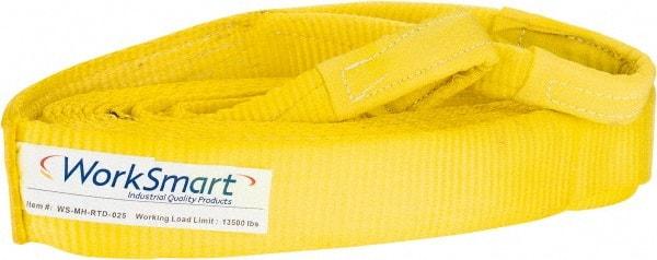 Value Collection - 30' Long x 3" Wide, 27,000 Lb Basket Capacity, 1 Ply, Polyester Web Sling - Yellow - All Tool & Supply