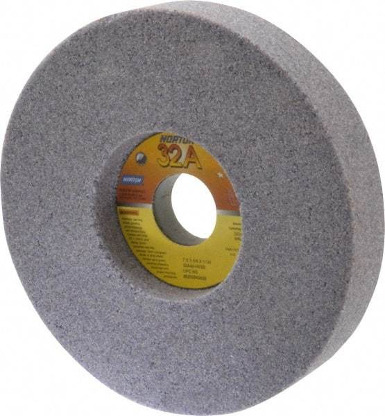 Norton - 7" Diam x 1-1/4" Hole x 1-1/4" Thick, H Hardness, 46 Grit Surface Grinding Wheel - Aluminum Oxide, Type 5, Coarse Grade, 3,600 Max RPM, Vitrified Bond, One-Side Recess - All Tool & Supply