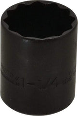 Proto - 1-1/4", 1/2" Drive, Standard Hand Socket - 12 Points, 1-21/32" OAL, Alloy Steel, Black Finish - All Tool & Supply