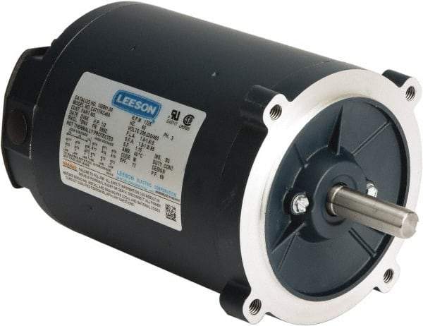 Leeson - 1/4 Max hp, 1,800 Max RPM, Electric AC DC Motor - 230/460 V Input, Three Phase, S56C Frame, C-Face Mount, TENV Enclosure - All Tool & Supply