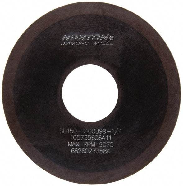 Norton - 4" Diam x 1-1/4" Hole x 1/16" Thick, 150 Grit Surface Grinding Wheel - Diamond, Type 1A1, Very Fine Grade, Resinoid Bond - All Tool & Supply