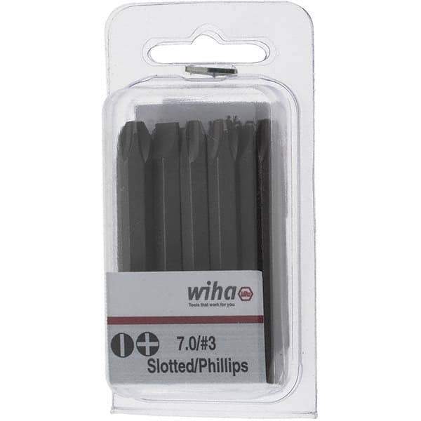 Wiha - 1/4" Drive, #3 Reversible Phillips/Slotted Screwdriver Bit - 2-3/8" OAL - All Tool & Supply