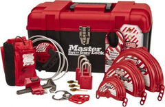 Master Lock - 12 Piece Valve Lockout Kit - 1-1/2 Inch Vertical Shackle Clearance, 1/4 Inch Shackle Diameter, Keyed Alike Comes in Tool Box - All Tool & Supply