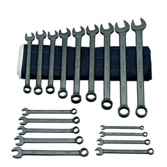 Wrench Set: 18 Pc, Metric Chrome Finish, 15° Head