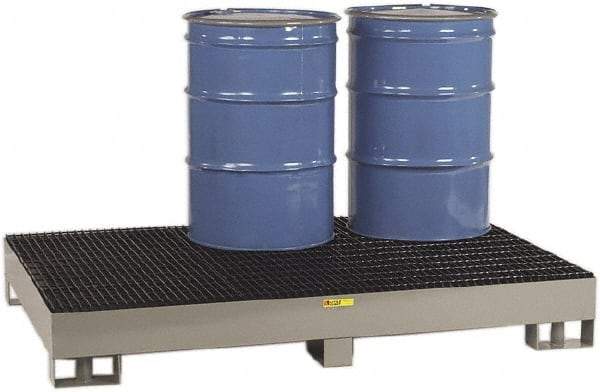 Little Giant - 99 Gal Sump, 6,000 Lb Capacity, 6 Drum, Steel Spill Deck or Pallet - 51" Long x 76" Wide x 10-1/2" High, Gray and Black, Liftable Fork, Vertical, 2 x 3 Drum Configuration - All Tool & Supply