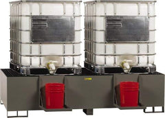 Little Giant - 400 Gallon Steel IBC Sump - 99 Inch Long x 51 Inch Wide x 23 Inch High, 2 Totes, 10,000 Lbs. Load Capacity, Include (2) Removable Pail Holder Shelves - All Tool & Supply