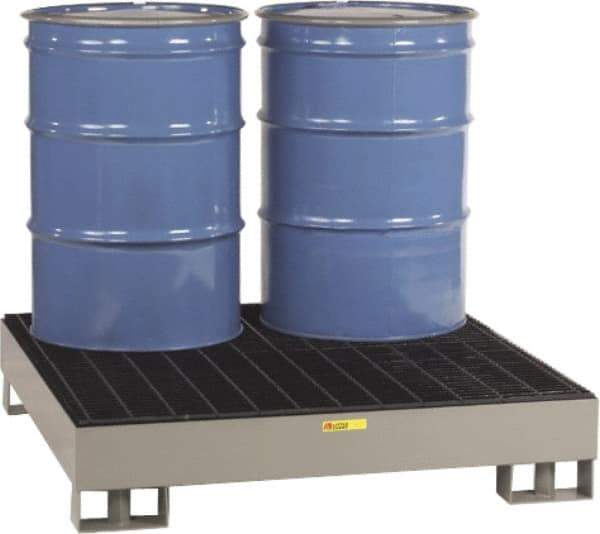 Little Giant - 66 Gal Sump, 4,000 Lb Capacity, 4 Drum, Steel Platform - 51" Long x 51" Wide x 10-1/2" High, Gray, Liftable Fork, Low Profile, Vertical, 2 x 2 Drum Configuration - All Tool & Supply