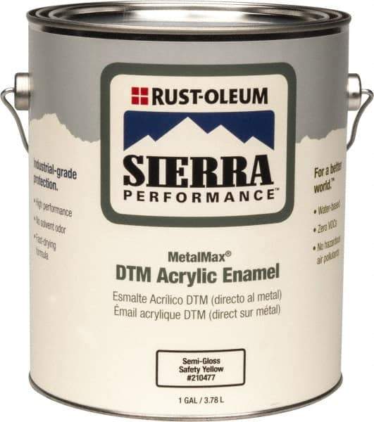 Rust-Oleum - 1 Gal Safety Yellow Semi Gloss Finish Acrylic Enamel Paint - Interior/Exterior, Direct to Metal, <0 gL VOC Compliance - All Tool & Supply