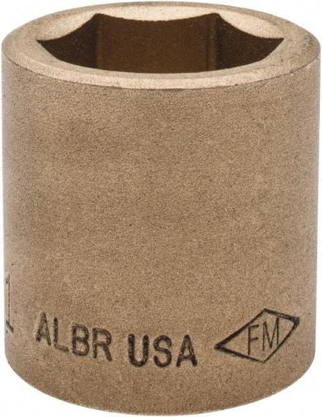 Ampco - 1", 1/2" Drive, Standard Hand Socket - 6 Points, 1-1/2" OAL, Aluminum Bronze - All Tool & Supply