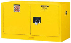 Justrite - 2 Door, 1 Shelf, Yellow Steel Stackable Safety Cabinet for Flammable and Combustible Liquids - 24" High x 43" Wide x 18" Deep, Self Closing Door, 17 Gal Capacity - All Tool & Supply