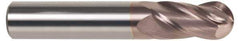 SGS - 5/8" Diam, 1-1/4" LOC, 4 Flute Solid Carbide Ball End Mill - TiCN Finish, Single End, 3-1/2" OAL, 5/8" Shank Diam, Spiral Flute - All Tool & Supply