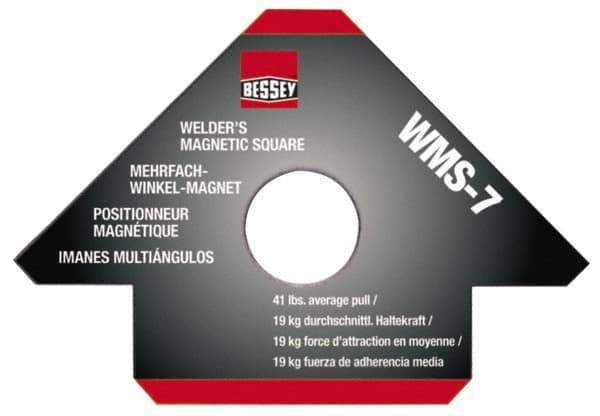 Bessey - 4-3/4" Wide x 9/16" Deep x 3-1/4" High Magnetic Welding & Fabrication Square - 41 Lb Average Pull Force - All Tool & Supply