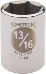 Armstrong - 13/16", 1/2" Drive, Standard Hand Socket - 6 Points, 1-29/64" OAL - All Tool & Supply