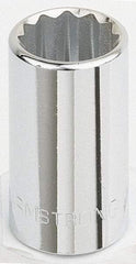 Armstrong - 1/2" Drive, Standard Hand Socket - 12 Points, 1-15/32" OAL, Chrome Finish - All Tool & Supply