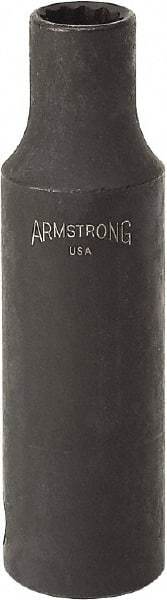 Armstrong - 9/16", 1/2" Drive, Deep Hand Socket - 12 Points, 3-13/64" OAL, Black Finish - All Tool & Supply