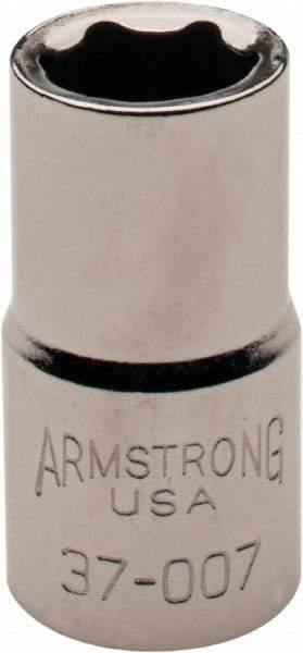 Armstrong - 1/4" Drive, Standard Hand Socket - 6 Points, 27/32" OAL, Chrome Finish - All Tool & Supply