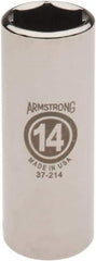 Armstrong - 1/4" Drive, Deep Hand Socket - 6 Points, 1-15/16" OAL, Chrome Finish - All Tool & Supply