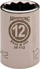 Armstrong - 3/8" Drive, Standard Hand Socket - 12 Points, 57/64" OAL, Chrome Finish - All Tool & Supply