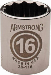 Armstrong - 3/8" Drive, Standard Hand Socket - 12 Points, 31/32" OAL, Chrome Finish - All Tool & Supply