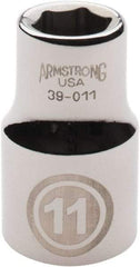 Armstrong - 1/2" Drive, Standard Hand Socket - 6 Points, 1-1/2" OAL, Chrome Finish - All Tool & Supply