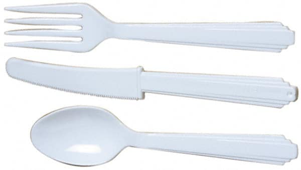 Ability One - Paper & Plastic Cups, Plates, Bowls & Utensils; Breakroom Accessory Type: Plastic Utensil Set ; Breakroom Accessory Description: TYPE-3 3PC SET PLASTIC FLATWARE IND WRAPPED - Exact Industrial Supply